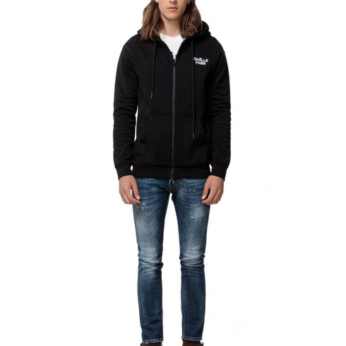 Felpa Uomo con chiusura a zip e stampa sul petto Nero GAELLE- Francavilla Moda